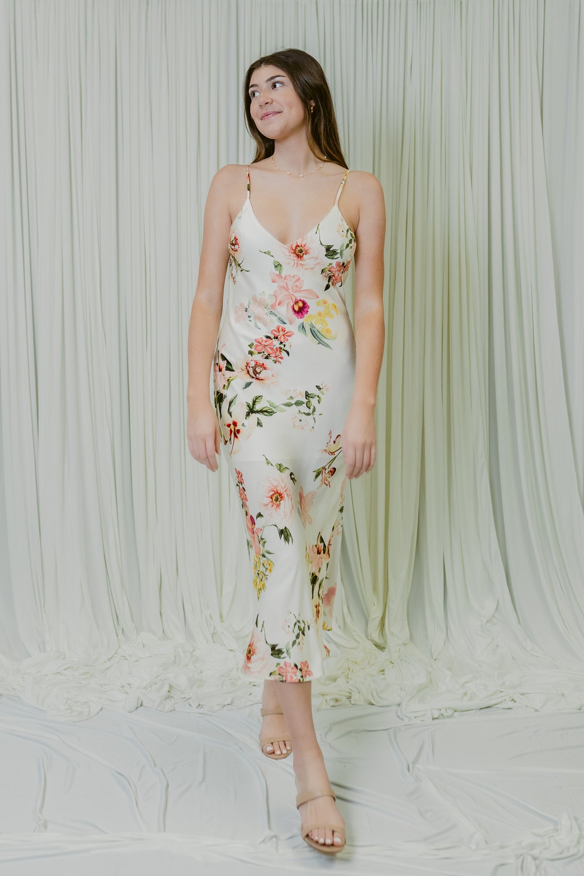 Summer in the Hamptons Floral Slip Midi Dress