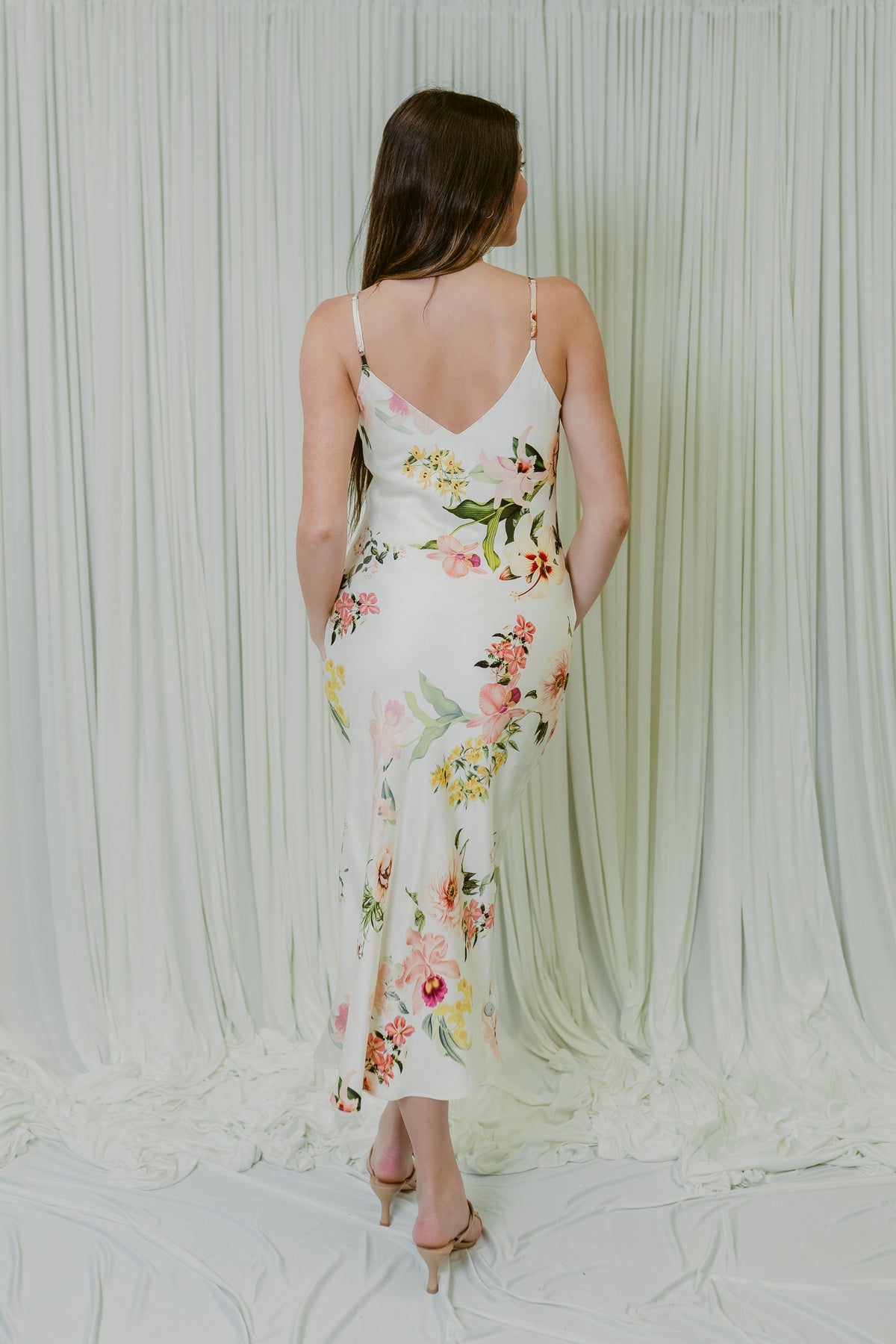 Summer in the Hamptons Floral Slip Midi Dress