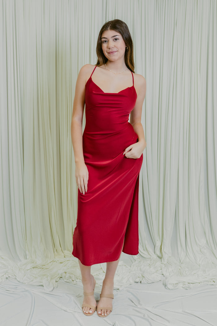 Midnight Shadow Open Back Midi Dress With Slit