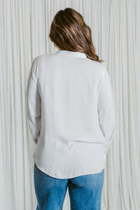 Collared Rolled Sleeve Satin Button Up