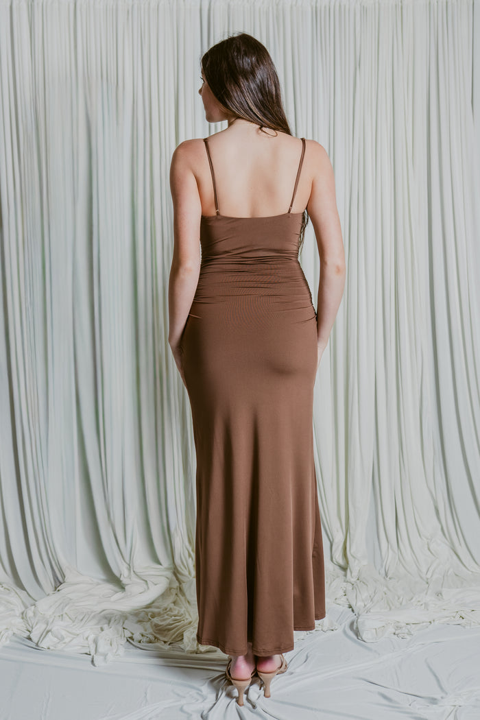 Ina Ruched Cowl Neck Maxi Dress