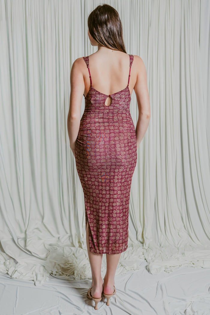 Long Live Printed Mesh Maxi Dress