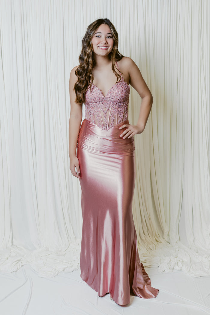 True Romance Embellished Corset Fitted Formal Dress