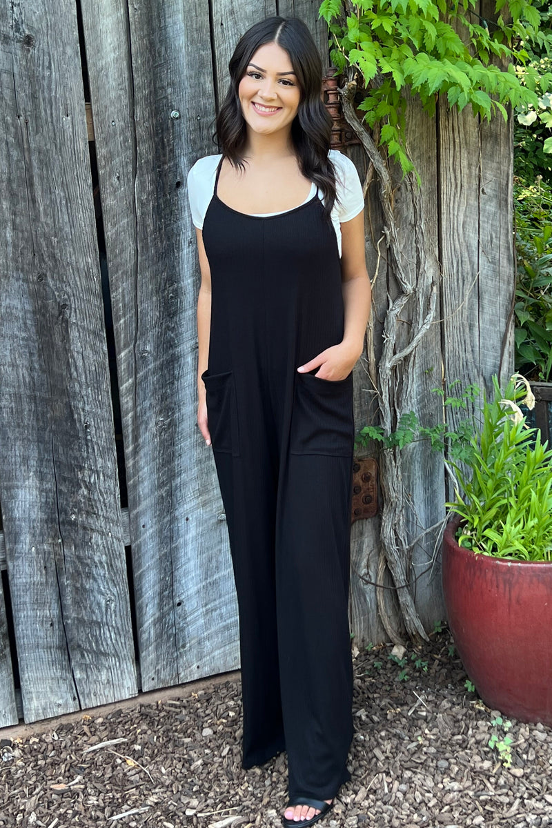 Ribbed Jumpsuit with Pockets