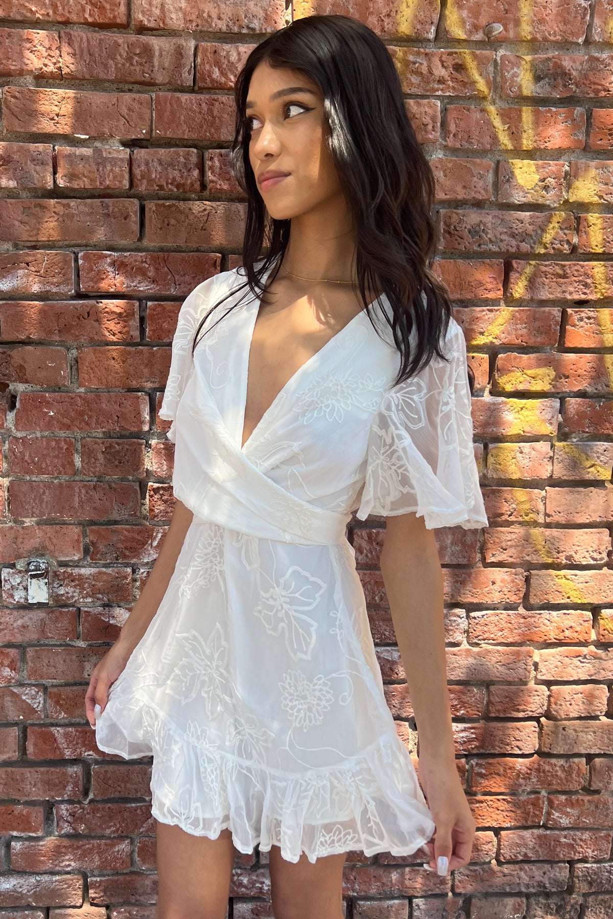 Short Sleeve Chiffon Lace Mini Dress Short Sleeve Chiffon Lace Mini Dress