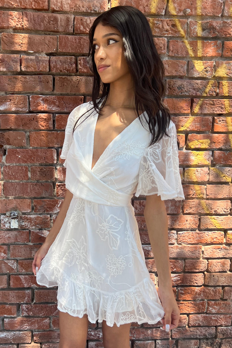 Short Sleeve Chiffon Lace Mini Dress Short Sleeve Chiffon Lace Mini Dress