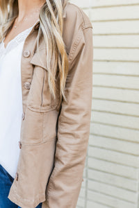 Peplum Hem Trucker Jacket W/ Front Patch Pockets