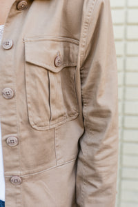 Peplum Hem Trucker Jacket W/ Front Patch Pockets