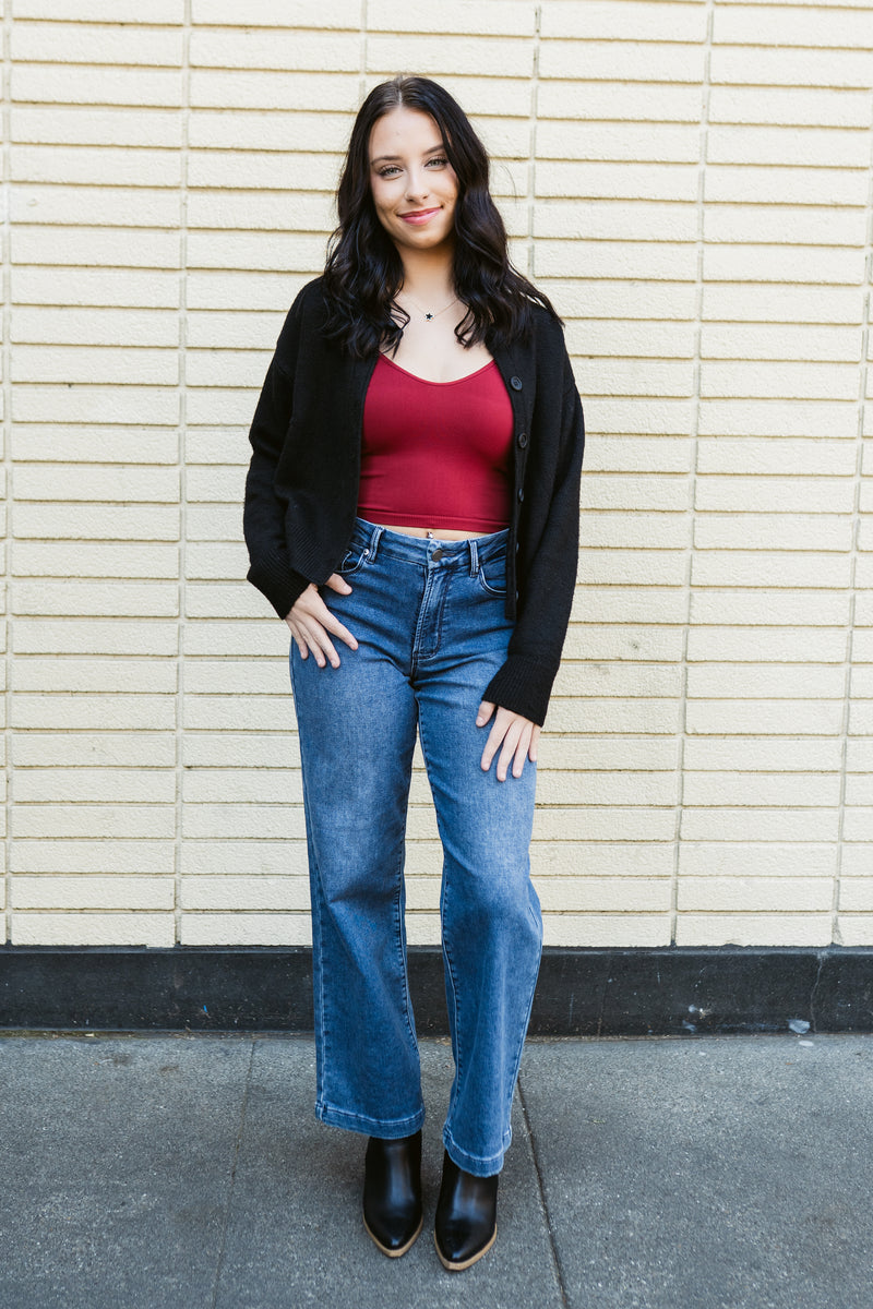 Slim Wide Leg Sweat Jean