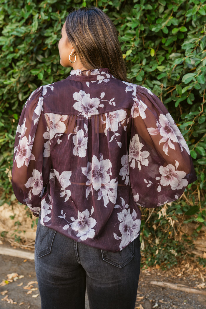 Anna Long Sleeve Ruffled Button Front Blouse