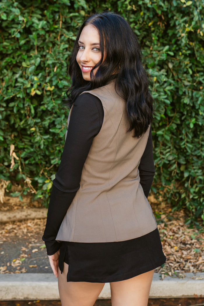 Roxanna High Neck Button Down Utility Vest