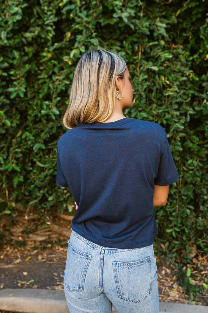 Favorite Daughter Cropped Collegiate Short Sleeve Tee