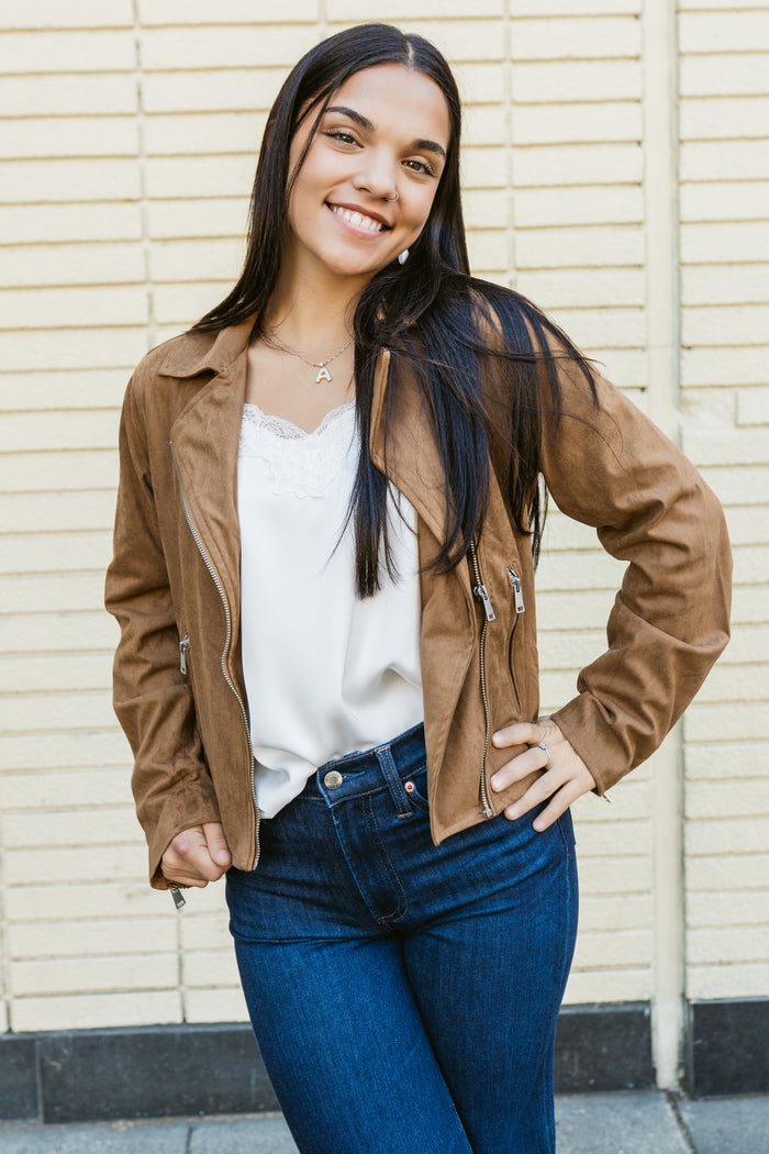 Autumn Avenue Faux Suede Moto Jacket