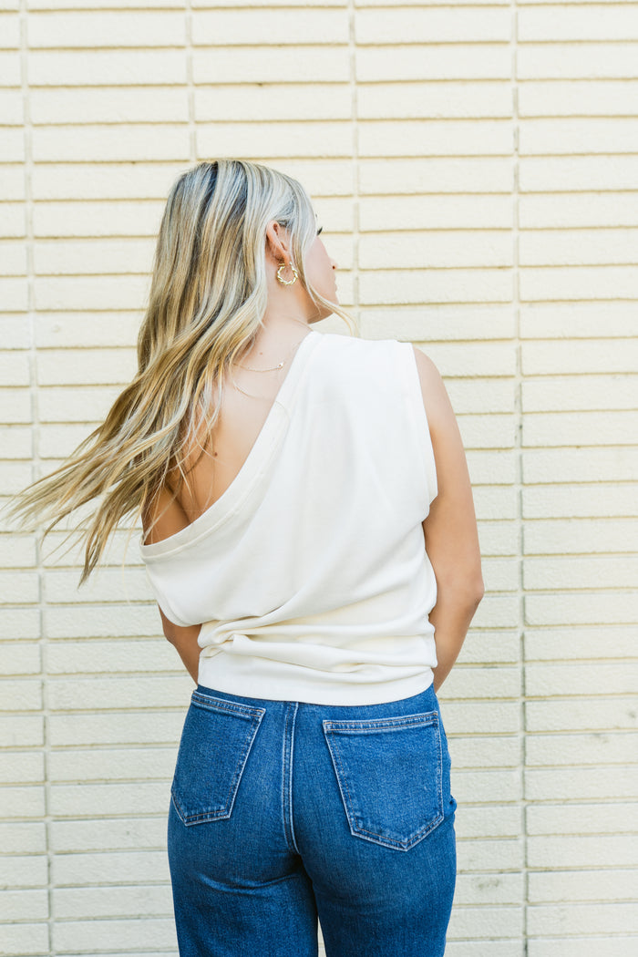 Ribbed One Shoulder Knit Top