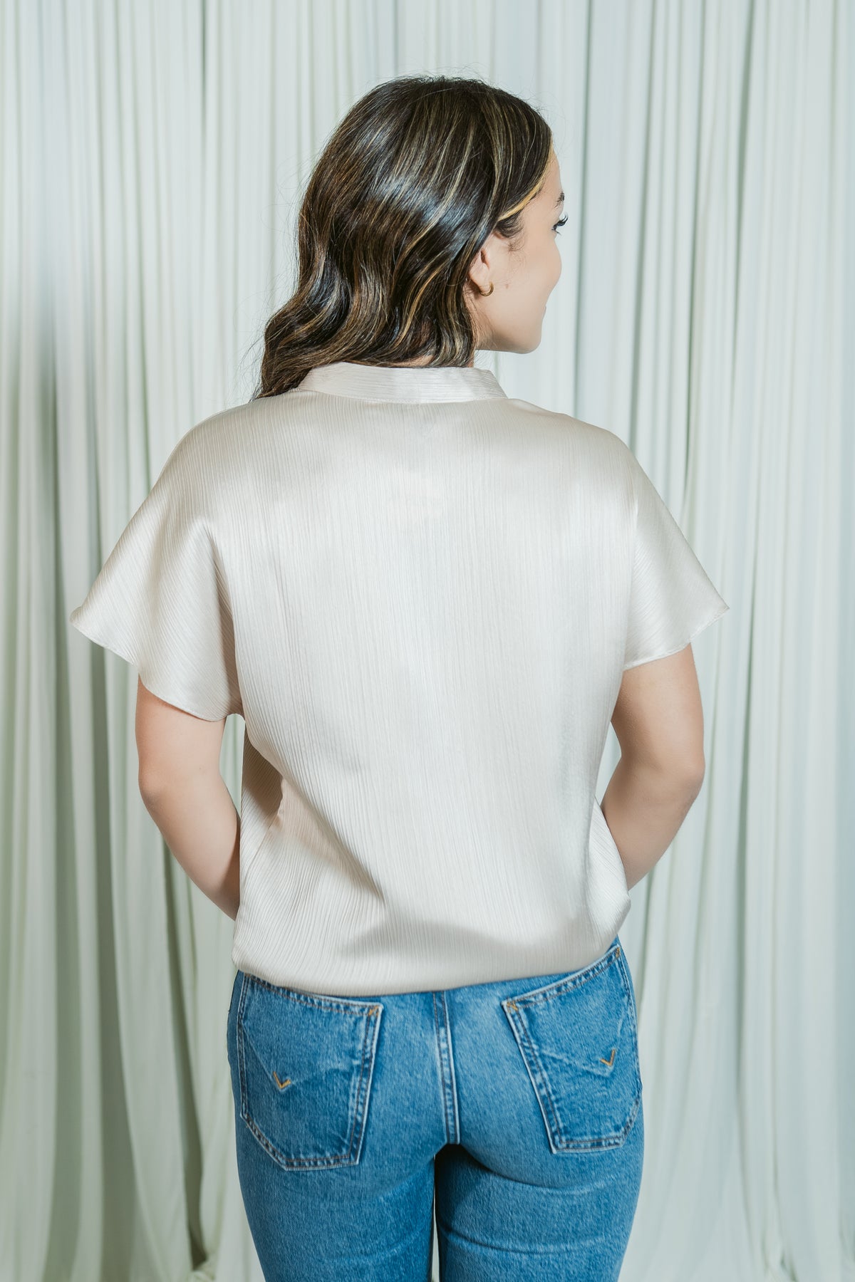 Celeste Crinkle Drop Shoulder Blouse