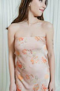 Blush & Bloom Strapless Tie Cowl Back Maxi Slip Dress