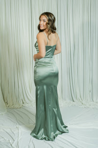 Dream Date Sweetheart Corset Thin Strap Formal Dress W/ Slit