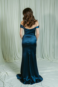 The Signature Draped Corset Formal Dress W/ Removable Off the Shoulder Straps