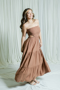 Savannah Sweetheart Strapless Tiered Maxi Dress W/ Open Back