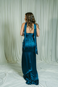 Fall for Me Strapless Ruched Formal Dress W/ Neck Scarf