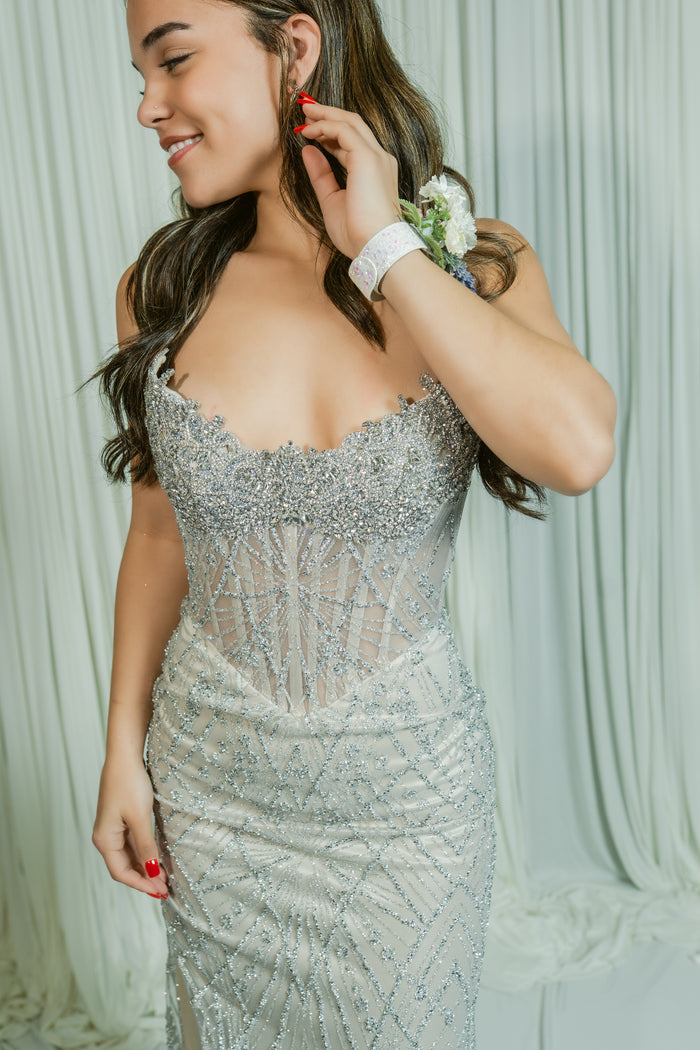 Steal the Spotlight Embellished Sweetheart Formal Dress W/ Slit