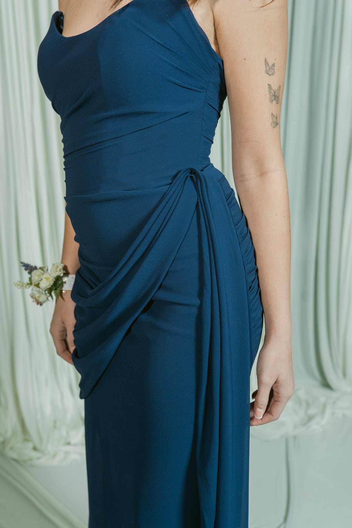 Ever After Strapless Ruched Draping Chiffon Formal Dress