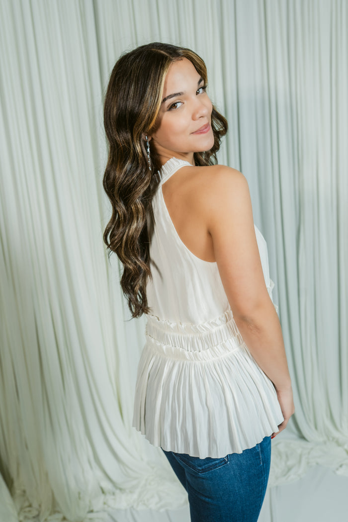 Charlotte's Sleeveless Woven Top W/ Ruffles