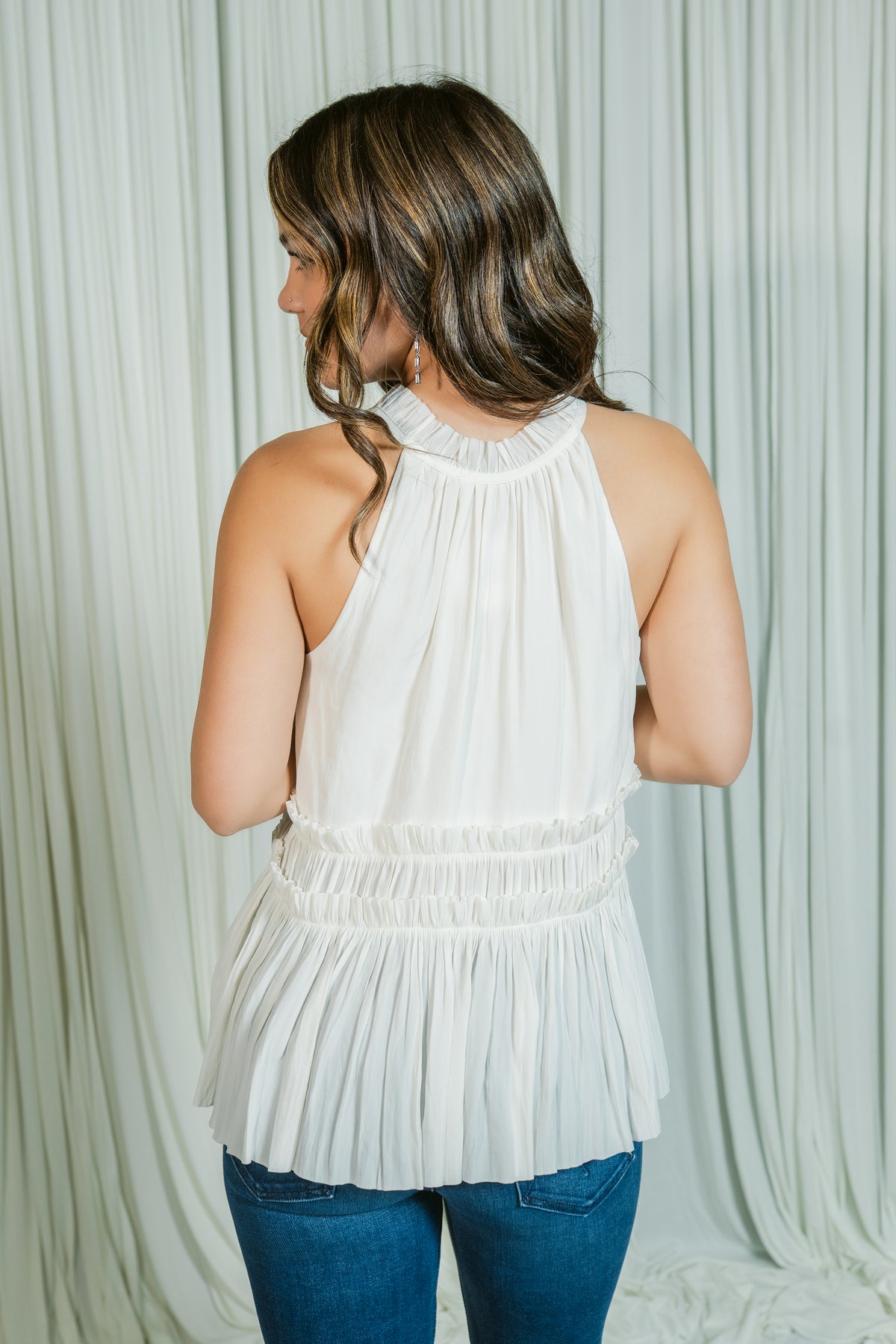 Charlotte's Sleeveless Woven Top W/ Ruffles
