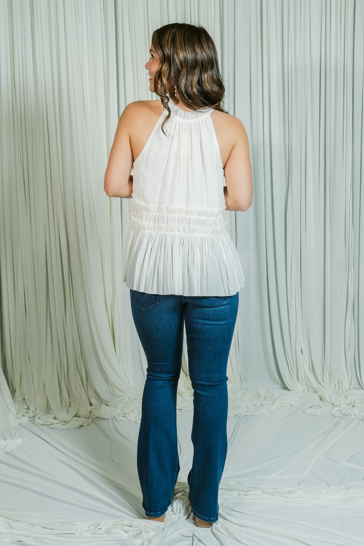 Charlotte's Sleeveless Woven Top W/ Ruffles