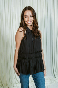 Charlotte's Sleeveless Woven Top W/ Ruffles