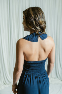 The Navy Daydream V-Neck Tiered Maxi Dress W/ Ruffle Details