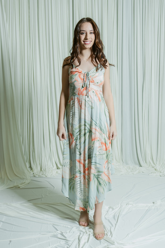 Cabana Cutie Chest Ruched Round Hem Midi Dress