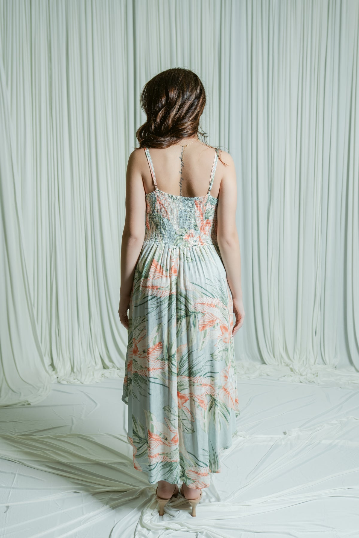 Cabana Cutie Chest Ruched Round Hem Midi Dress