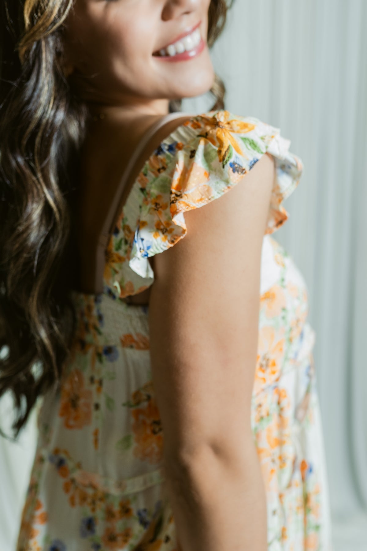 Marigold Muse Ruffle Sleeve Tiered Hi-Low Ruffle Maxi Dress