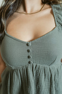 Spring Fling Button Front Gauze Ruffle Crop Top