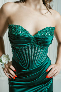 Heiress Embellished Corset Formal Dress W/ Slit