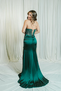 Heiress Embellished Corset Formal Dress W/ Slit