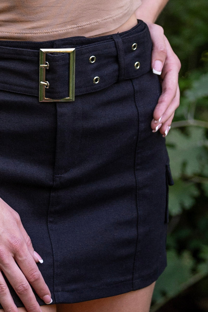 Mini Skirt With Wide Buckle Belt
