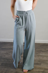 Soft Linen Smocked Waist Pant