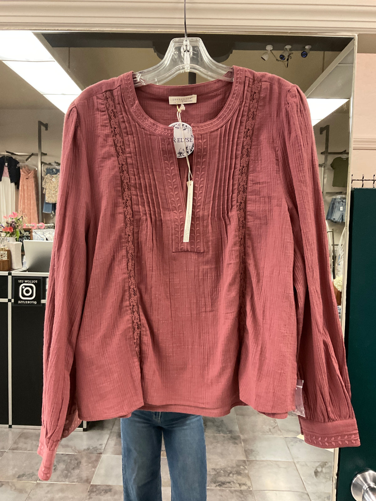 Leila's Embroidered Top with Lace