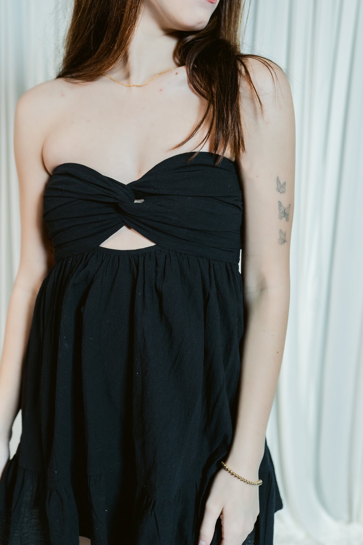 Twist of Summer Strapless Mini Dress W/ Built in Shorts