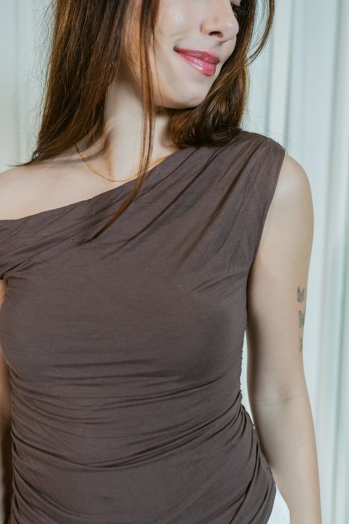 Aria One Shoulder Ruched Top