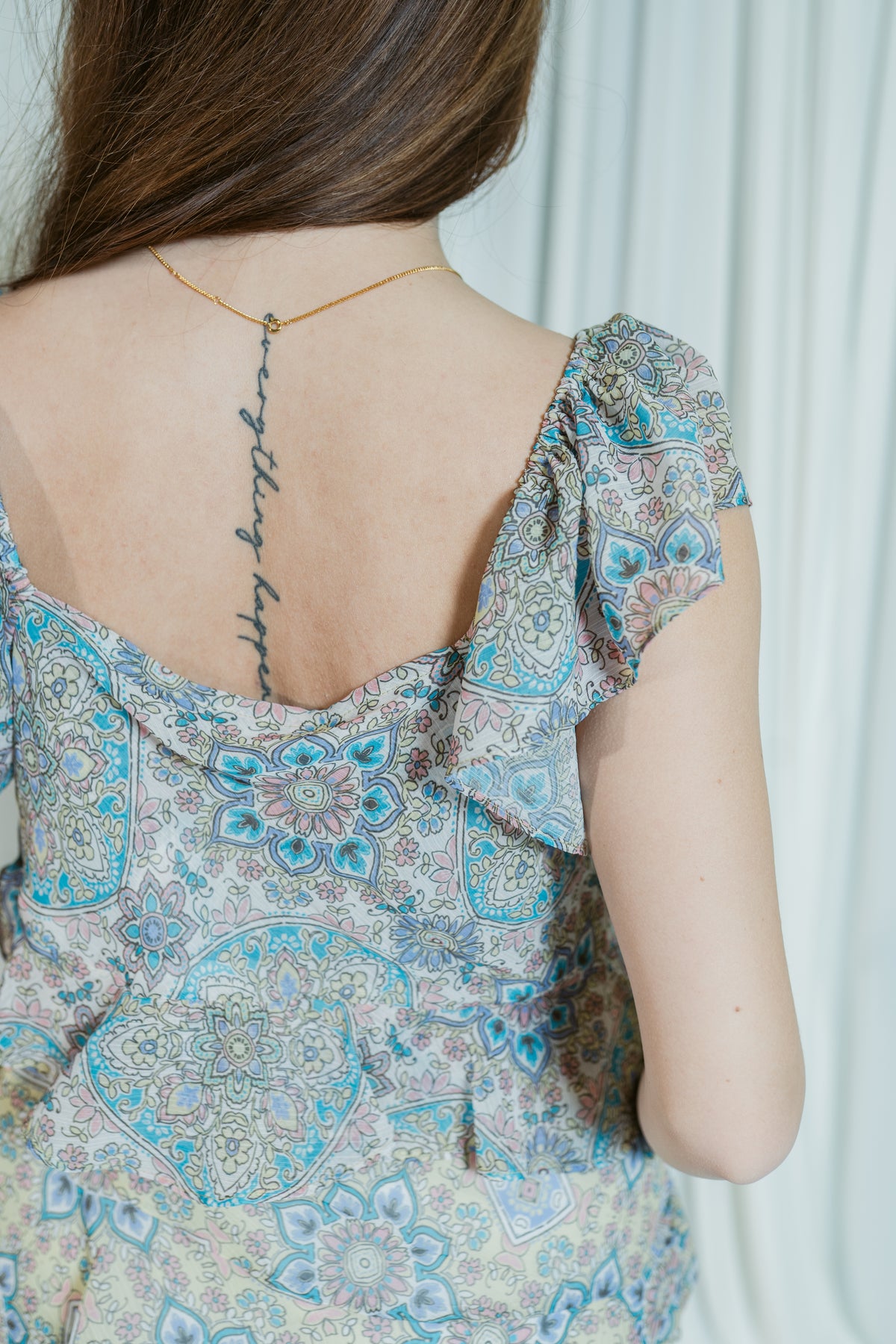 Paisley Breeze Flutter Sleeve Draped Blouse