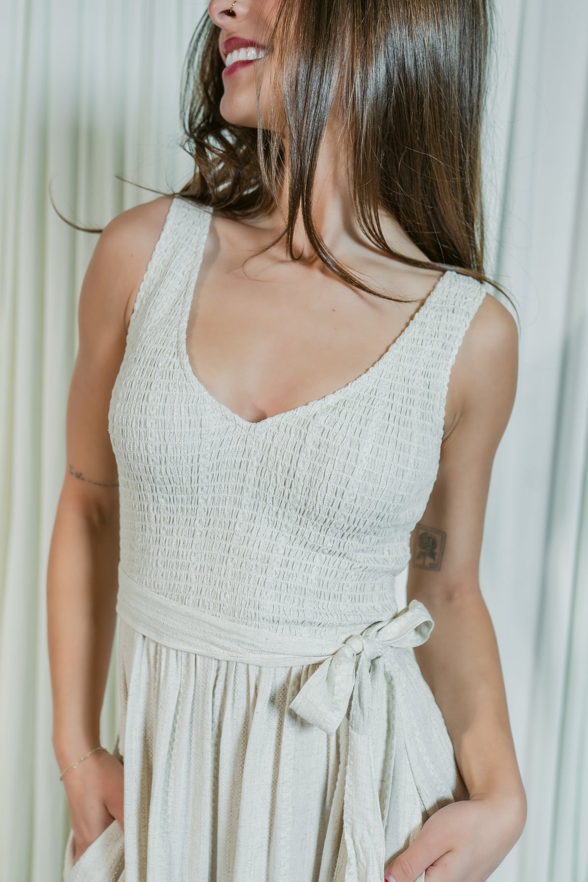 Luna Linen Smocked Top Maxi