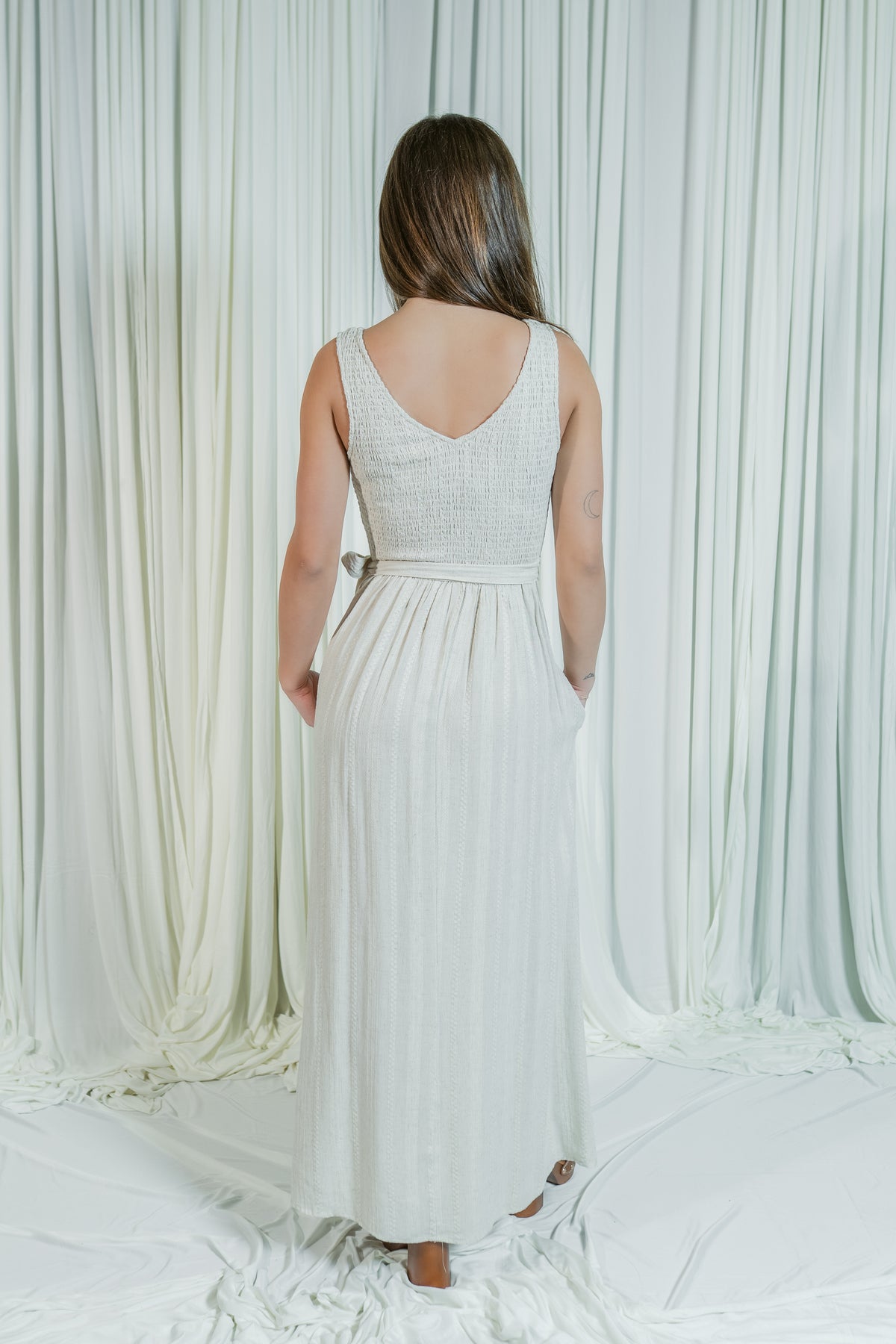 Luna Linen Smocked Top Maxi