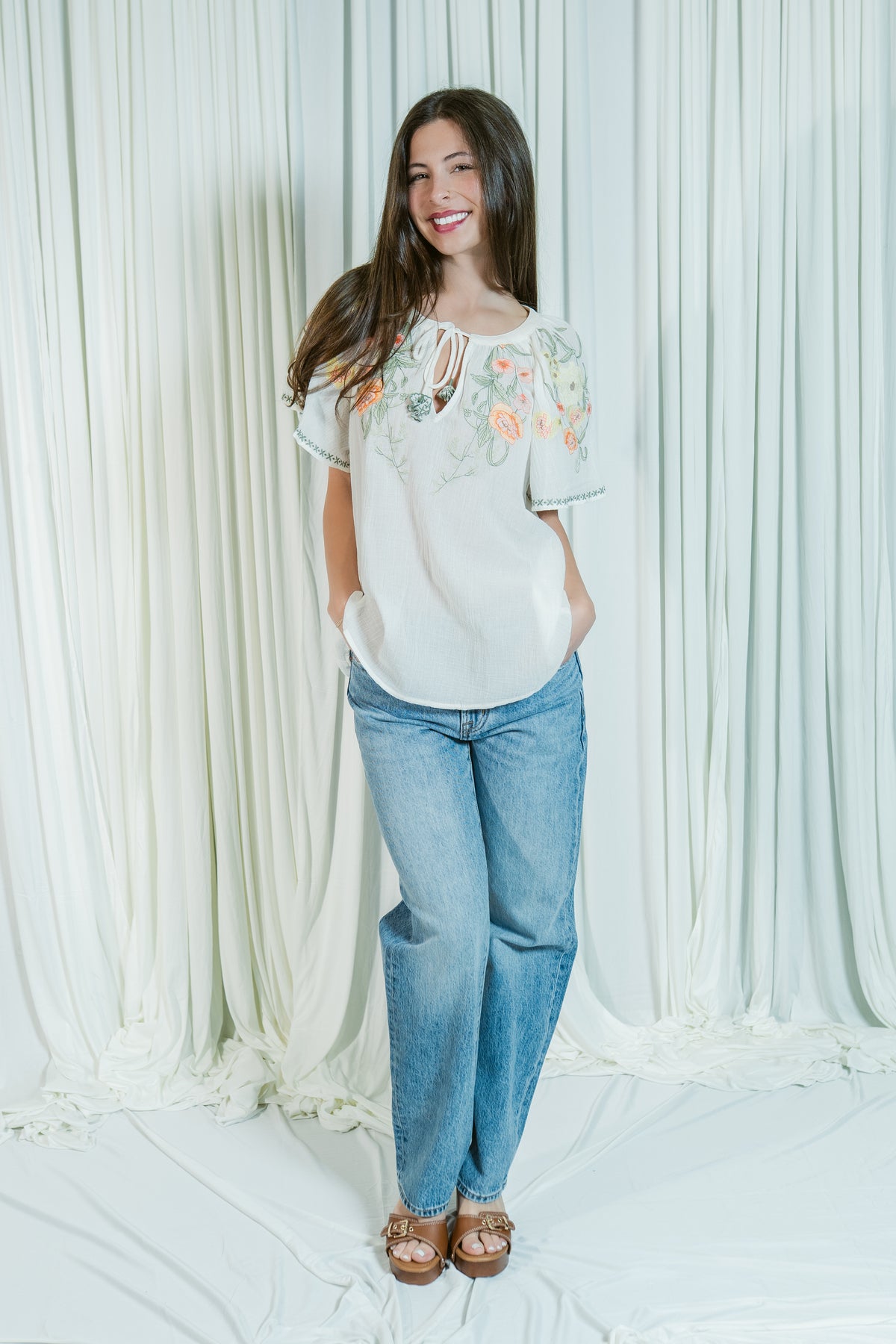 Wildflower Split Neck Blouse