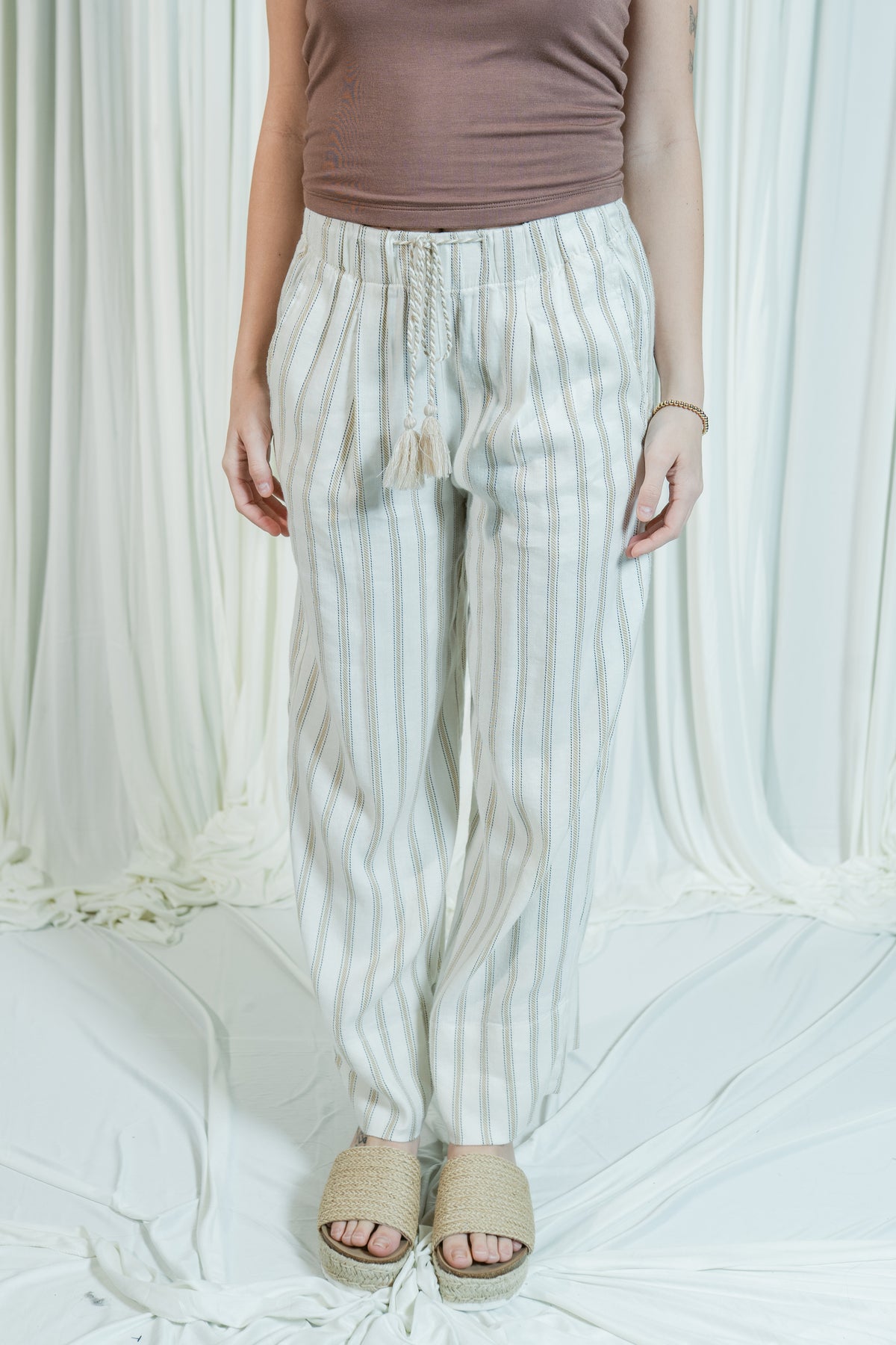 Malibu Morning Stripe Drawstring Wide Leg Pants