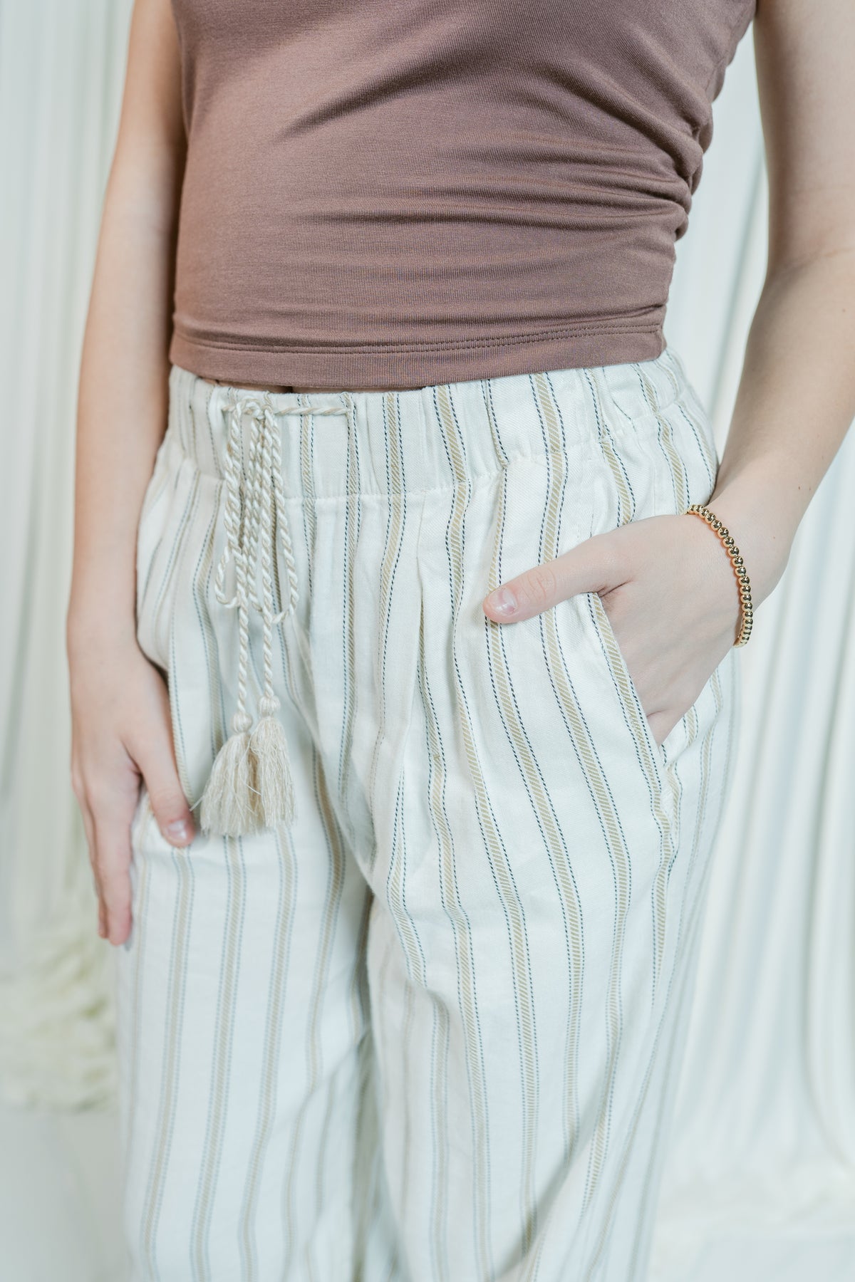 Malibu Morning Stripe Drawstring Wide Leg Pants