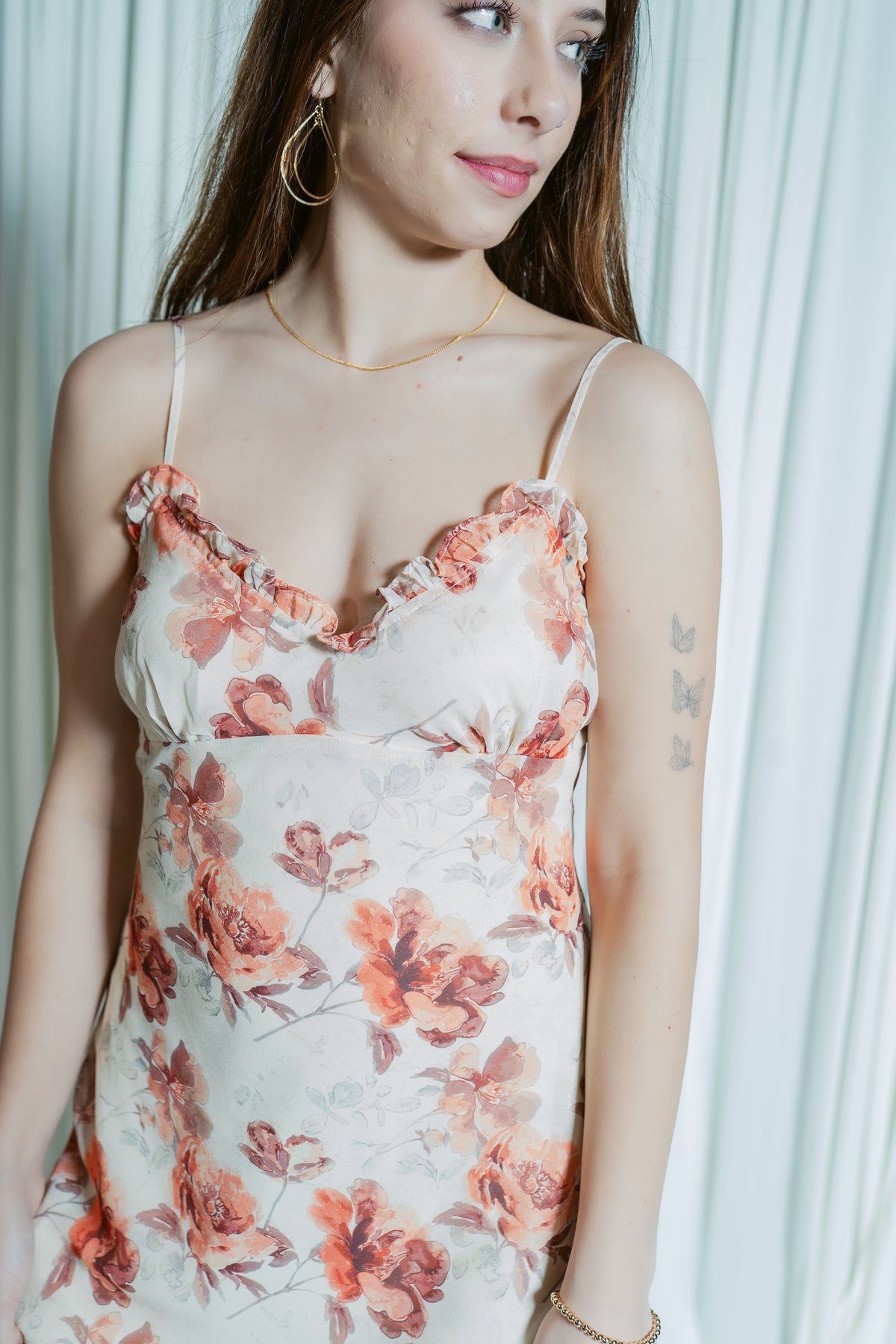 Rosewater Romance Ruffle Hem Maxi Slip Dress