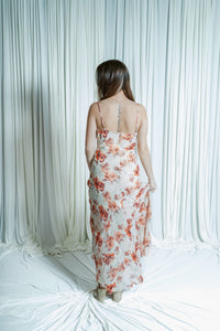 Rosewater Romance Ruffle Hem Maxi Slip Dress